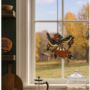 Stained Glass Bird‎ Ornament Hanging Window Suncatcher Wall Art